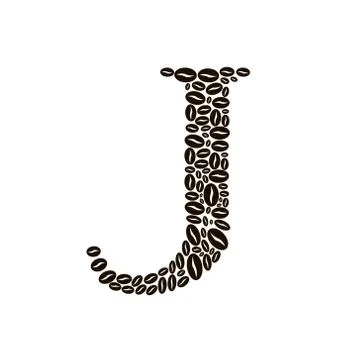 Letter j made of coffee beans vector set Illustrazione stock