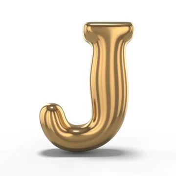 Letter J made of inflatable balloon isolated on white background. 3D Stock Illustration