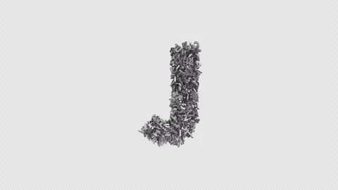 Letter J Made of Letters with Alpha Channel. 3D Font. Alphabet Letter Animation Video stock 304993169