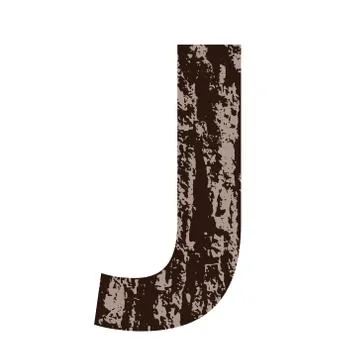 Letter j made from oak bark Illustrazione stock