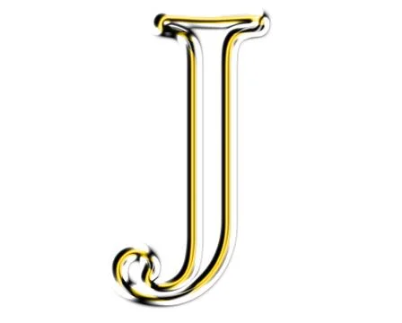 Letter j from metal solid alphabet. Stock Illustration