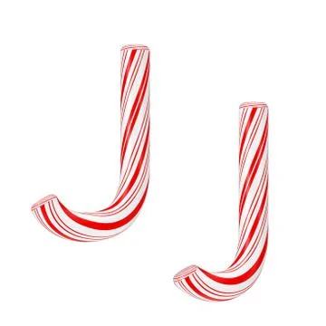 Letter J Mint Candy Cane Alphabet Collection Striped in Red Christmas Colour  Stock Illustration