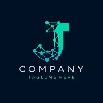 Letter J Molecule Logo, Bio tech Connect Dots Science Technology Logo Design  Stock-Illustration