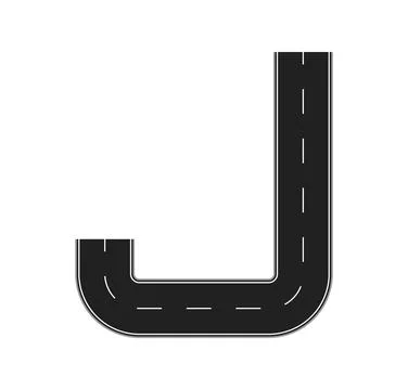 Letter J road font type, asphalt path way Stock Illustration