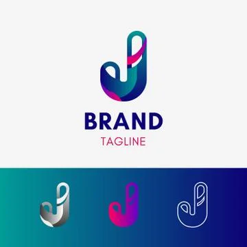 Letter J Rounded Logo template element symbol in sky blue color Stock Illustration