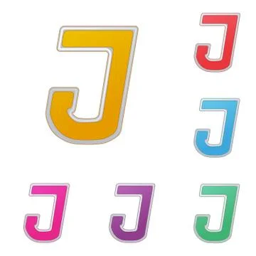 Letter J, set of colour variants, on a white background. Vector Stock Illustration