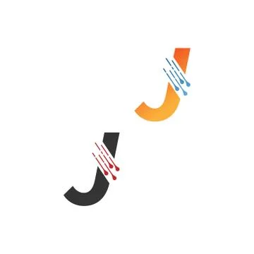 Letter J  simple  tech logo with circuit lines style icon Stock Illustration
