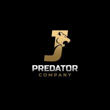 Letter J Tiger, Predator Logo Design Vector Stock Illustration