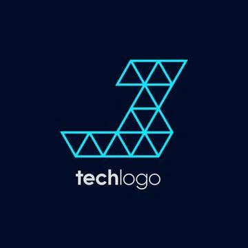 Letter J Triangle Polygon Tech Logo Stock Illustration