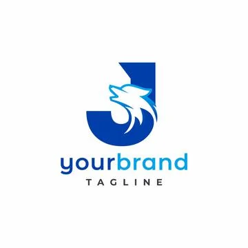 Letter J Wolf Logo Design Vector , Initial Gaming Logo Stock Illustration