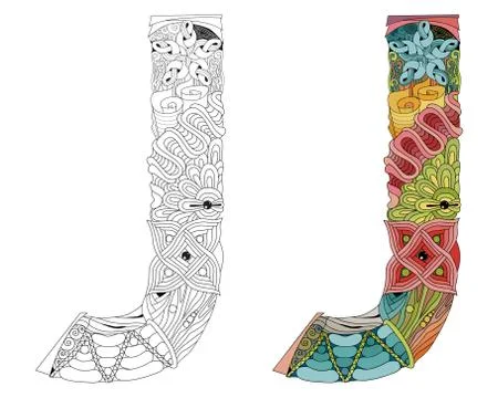 Letter J zentangle for coloring. Vector decorative object Stock Illustration