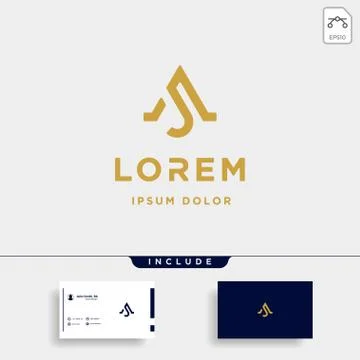 Letter JA AJ A Monogram Logo Design Minimal Icon Stock Illustration