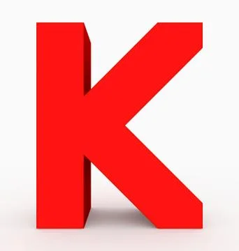 Letter K 3d cubic red isolated on white Stock Illustration