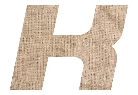 Letter K alphabet with burlap texture on white background Stock Illustration