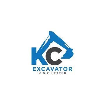 Letter K and C initial excavator Stock Illustration