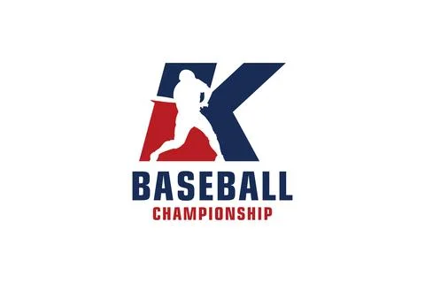 Letter K with Baseball Logo Design. Vector Design Template Elements for Spo.. Illustrazione stock