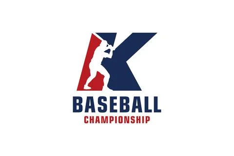 Letter K with Baseball Logo Design. Vector Design Template Elements for Spo.. Stock Illustration