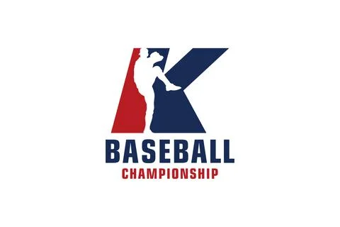 Letter K with Baseball Logo Design. Vector Design Template Elements for Spo.. イラスト素材