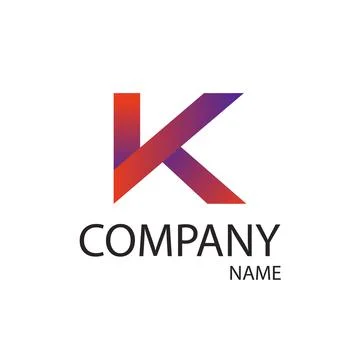 Letter K with bright gradient of red and blue shades, modern logo Stock Illustration