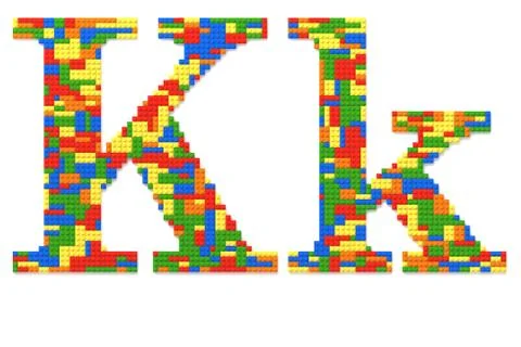 Letter k built from toy bricks in random colors Stock Photos