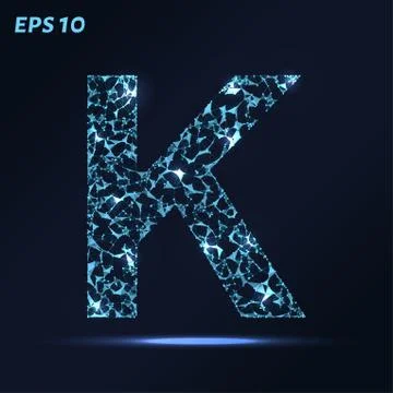 The letter K consists of points, lines and triangles. Vector illustration. Stock Illustration