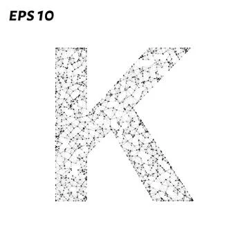 The letter K consists of points, lines and triangles. Vector illustration. Stock Illustration