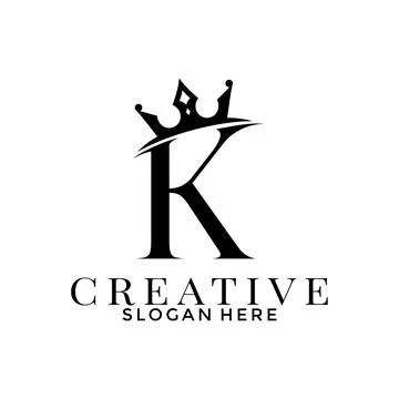 Letter K with Crown logo, Simple Elegant Initial logo design template Stock Illustration