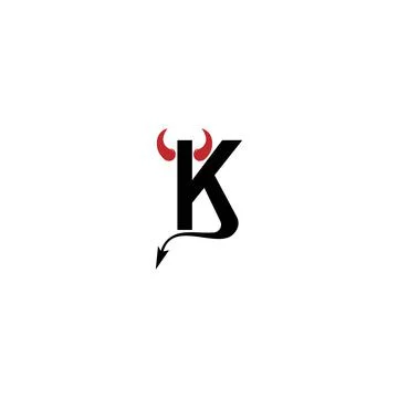 Letter K with devil's horns and tail icon logo design vector 스톡 일러스트