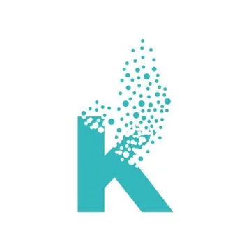 Letter K dispersing into a cloud of bubbles Stock Illustration