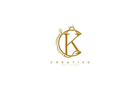 Letter K Floral Monogram Rounded Ornate Elegant Logo Design Stockillustratie