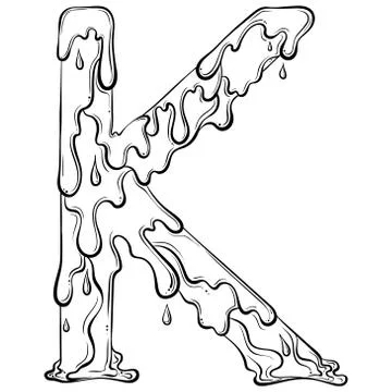 Letter K with flow drops Stock Illustration