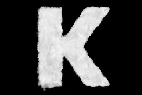 Letter K font shape element made of cloud on black Stock Illustration