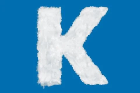 Letter K font shape element made of clouds on blue Illustration