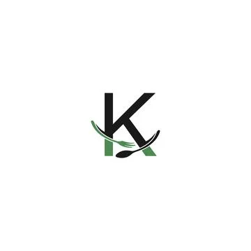 Letter K with fork and spoon logo icon design vector Stock Illustration