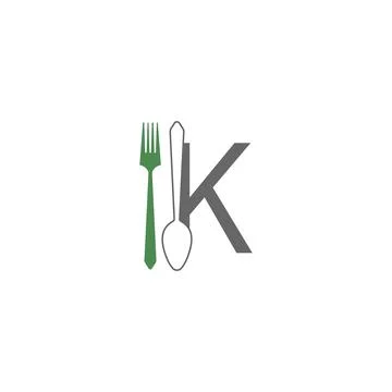 Letter K with fork and spoon logo icon design vector Stock Illustration