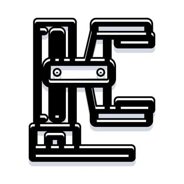 Letter k forming abstract mechanical robotic machinery Stockillustratie