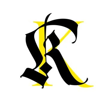Letter K, in the Gothic style. Vector. Alphabet. The symbol is isolated on a Stock Illustration