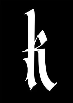 Letter k, in the Gothic style. Vector. Alphabet. The symbol is isolated on a Stock Illustration