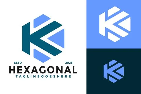 Letter K hexagonal logo design vector symbol icon illustration イラスト素材