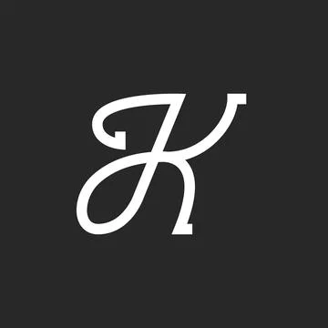 Letter K initial calligraphic italic logo monogram, handwritten cursive lette Stock Illustration