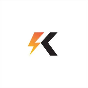 Letter K Initial Logo Design Template.  Alphabet with Lightning shape logo .. 스톡 일러스트