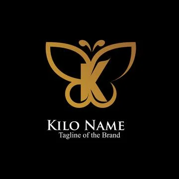 Letter K inside buterfly logo.   outline butterfly logo vector illustration. Stock Illustration