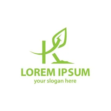 Letter k with a leaf Stock Illustration