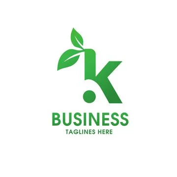 Letter K with leaf logo isolated on white background Stock Illustration