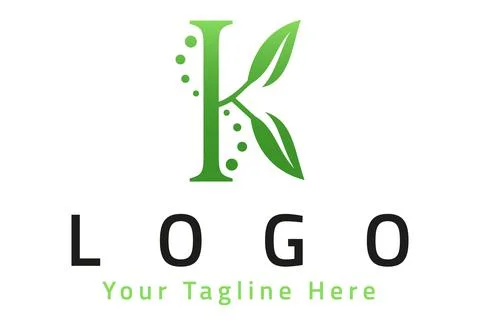 Letter K Leaf Nature with Dot Logo Design	 Illustrazione stock