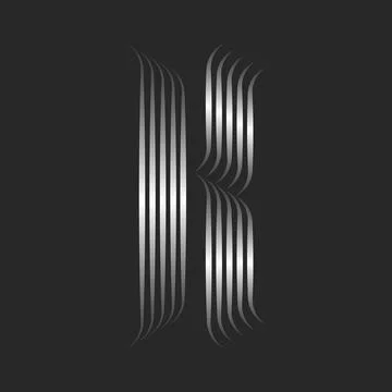 Letter K logo creative monogram Gothic style, metallic effect silver gradient Stock Illustration