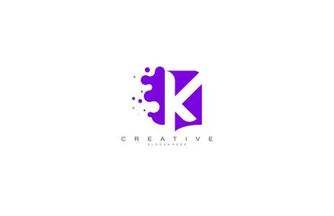 Letter K Logo Design Vector with Abstract Square Shape Dots Stock Illustration
