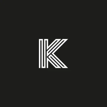 Letter K logo monogram. Initial logotype typography mockup. Thin line maze sh Stock Illustration