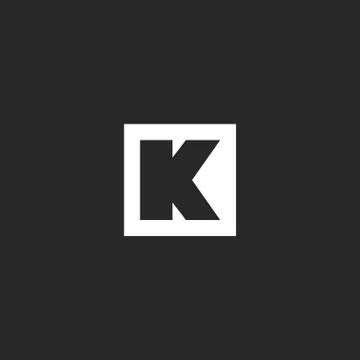 Letter K logo monogram square frame geometric shape, simple linear initial em Stock Illustration