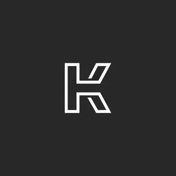 Letter K logo monogram, thin monoline style minimal mark, linear typography d Illustrazione stock